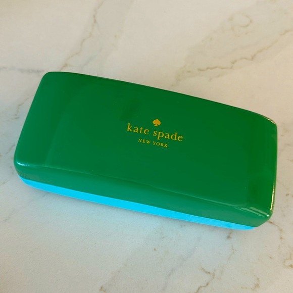 kate spade Accessories - Kate Spade Green Teal Embossed Logo Hard Clamshell Eyeglasses Sunglasses Case